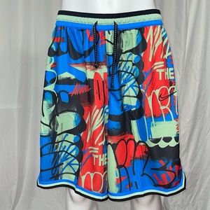 Nike Shorts New Xl Nike Loose Fit Graffiti Blue Gym Athletic